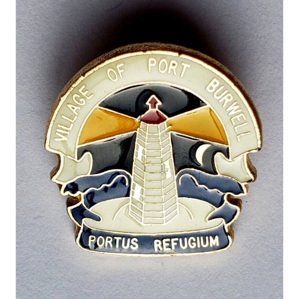 Village Of Port Burwell Ontario Portus Refugium Brooch Lapel Pin